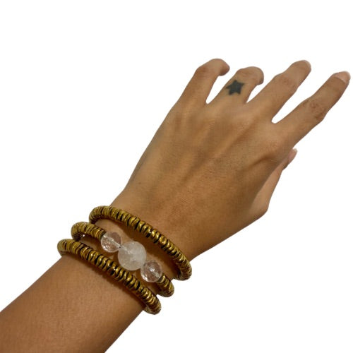 Pulsera Claridad y Poder – Hematita & Cuarzo Transparente