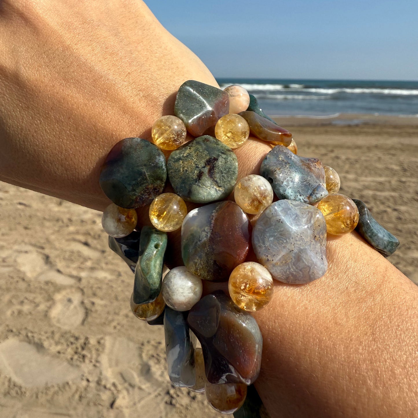 Ethereal Stacks - Agate (India) & Citrine Energy Stone Bracelets