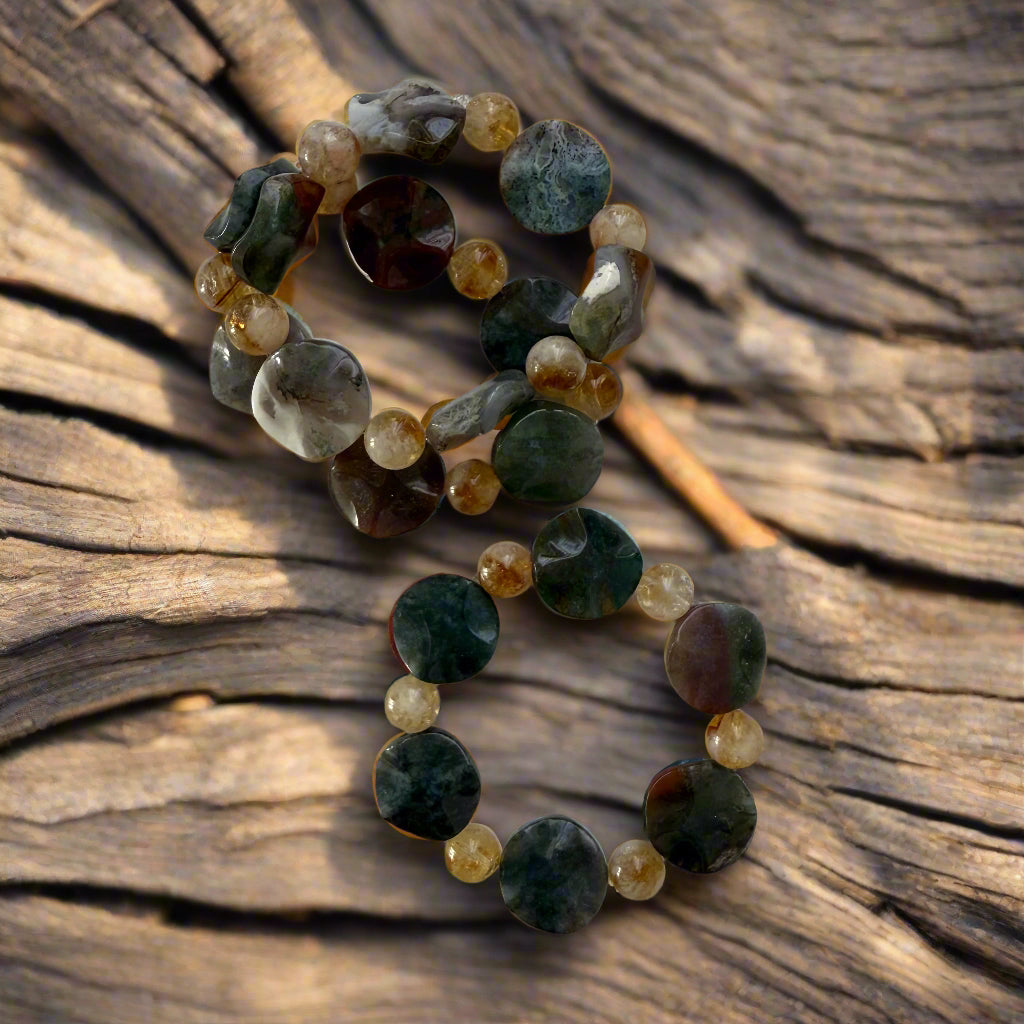 Ethereal Stacks - Agate (India) & Citrine Energy Stone Bracelets